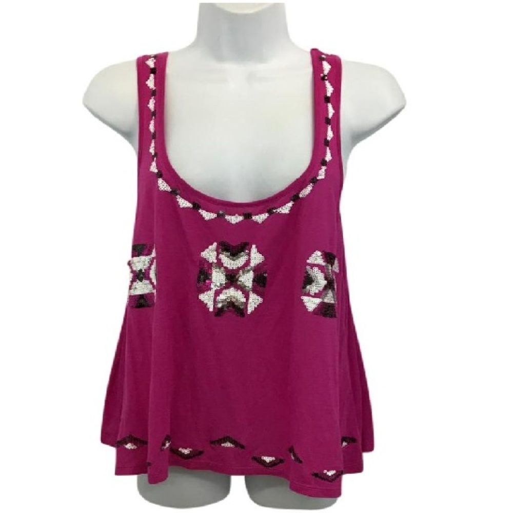 Embellished Racerback Fuschia Xl Blouse